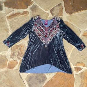 Johnny Was Landon embroidered velvet tunic/top